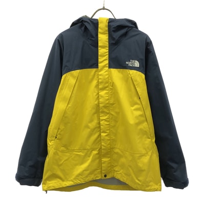 THE NORTH FACE ザノースフェイス ロゴ刺繍 ドットショット ジャケット M イエロー×ネイビー アウトドア NP61530