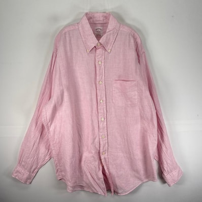 古着 ブルックスブラザーズ Brooks Brothers 長袖シャツ ボタンダウン 胸ポケット L ピンク系 チェック メンズ