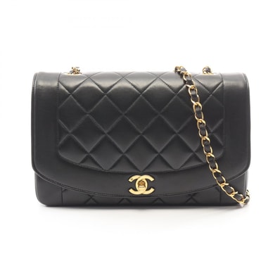 シャネル CHANEL マトラッセ ダイアナフラップ ショルダーバッグ バッグ ラムスキン(羊革) レディース ブラック系 A01165 【中古】