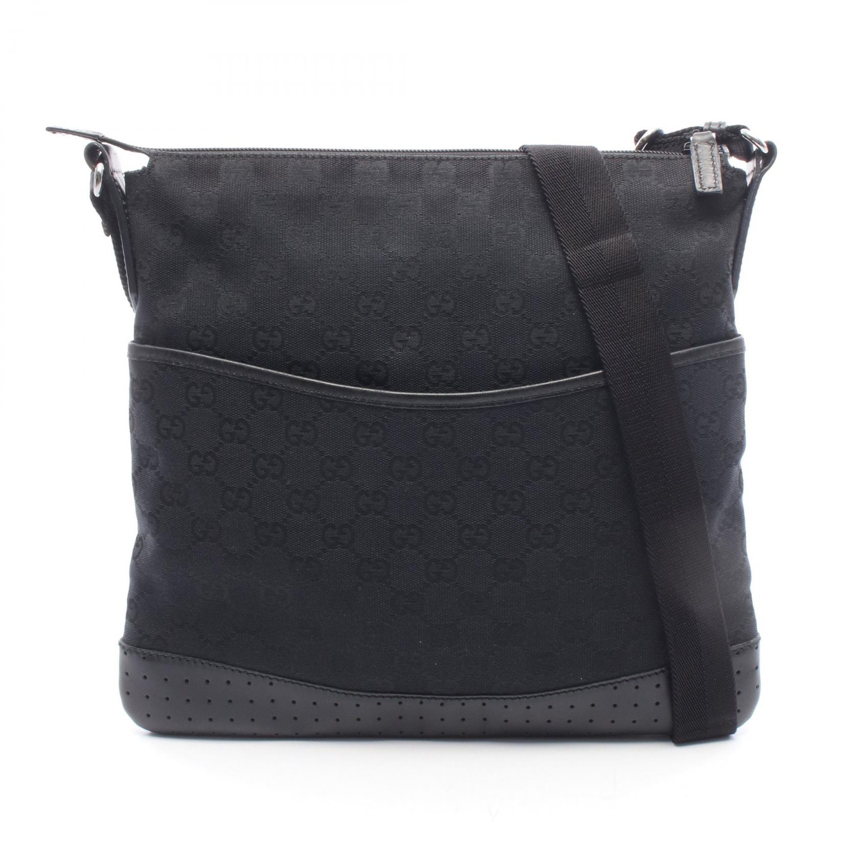 グッチ GUCCI GGキャンバス ショルダーバッグ バッグ キャンバス レザー レディース ブラック系 145857 【中古】