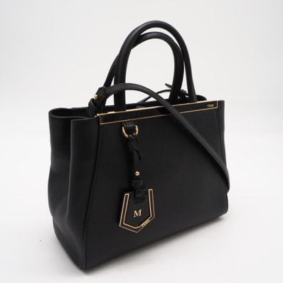 美品 FENDI フェンディ レザー プチトゥージュール 8BH253 2wayハンドバッグ ブラック レザー レディース