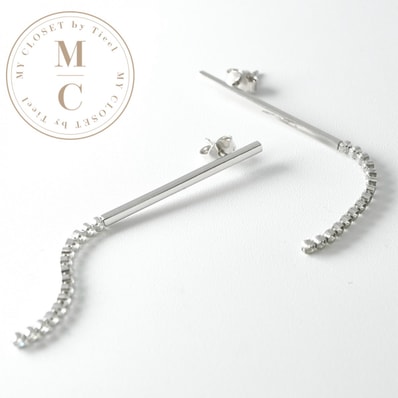 セリーヌ CELINE ピアス イヤリング シルバー ビジューバー ラインストーン