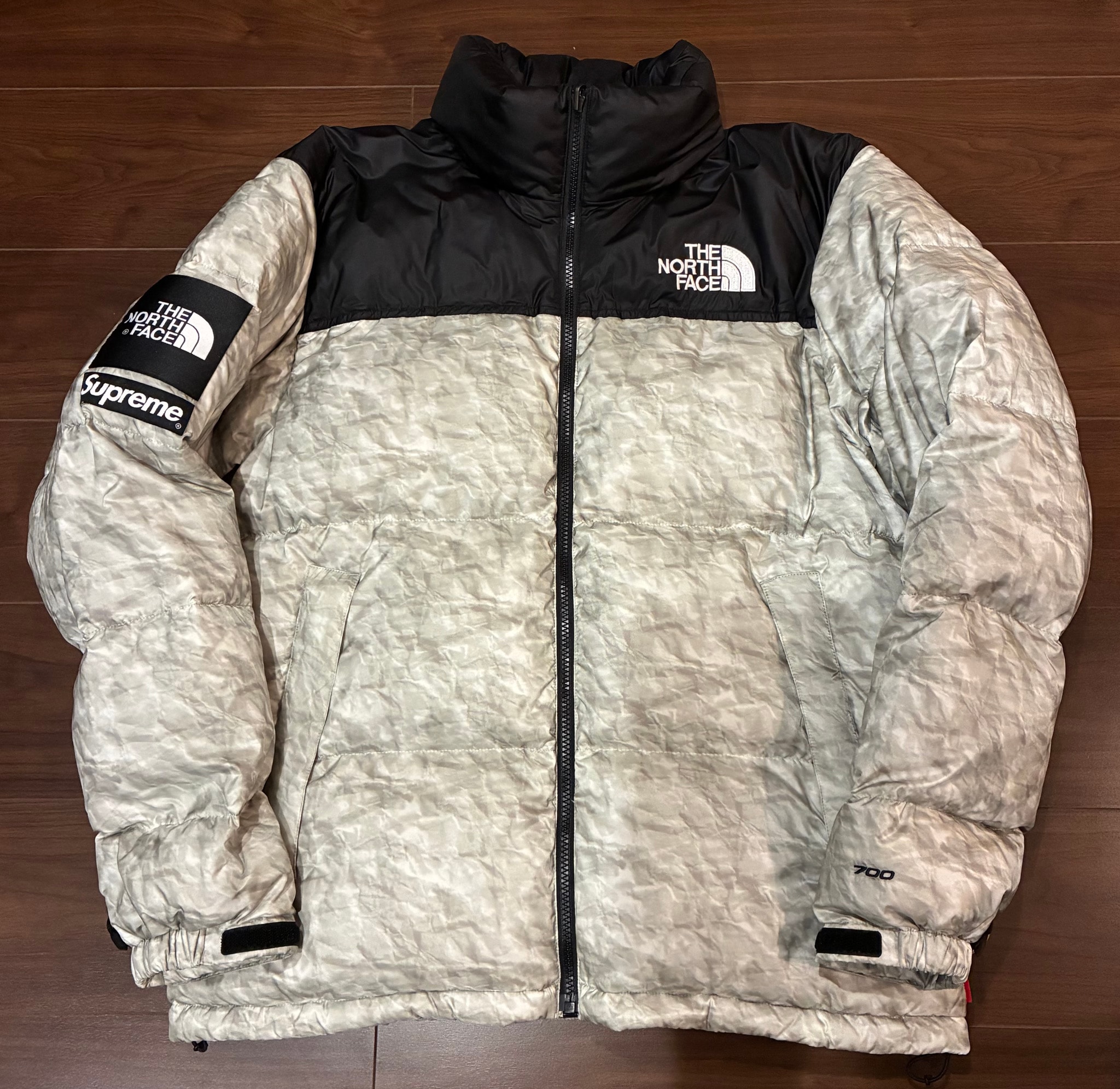 Supreme x The North Face Nuptse Jacket "White Paper Print"