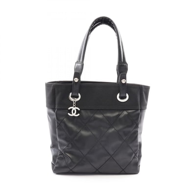 シャネル CHANEL パリビアリッツPM トートバッグ バッグ PVCコーティングキャンバス レザー レディース ブラック系 A34208 【中古】
