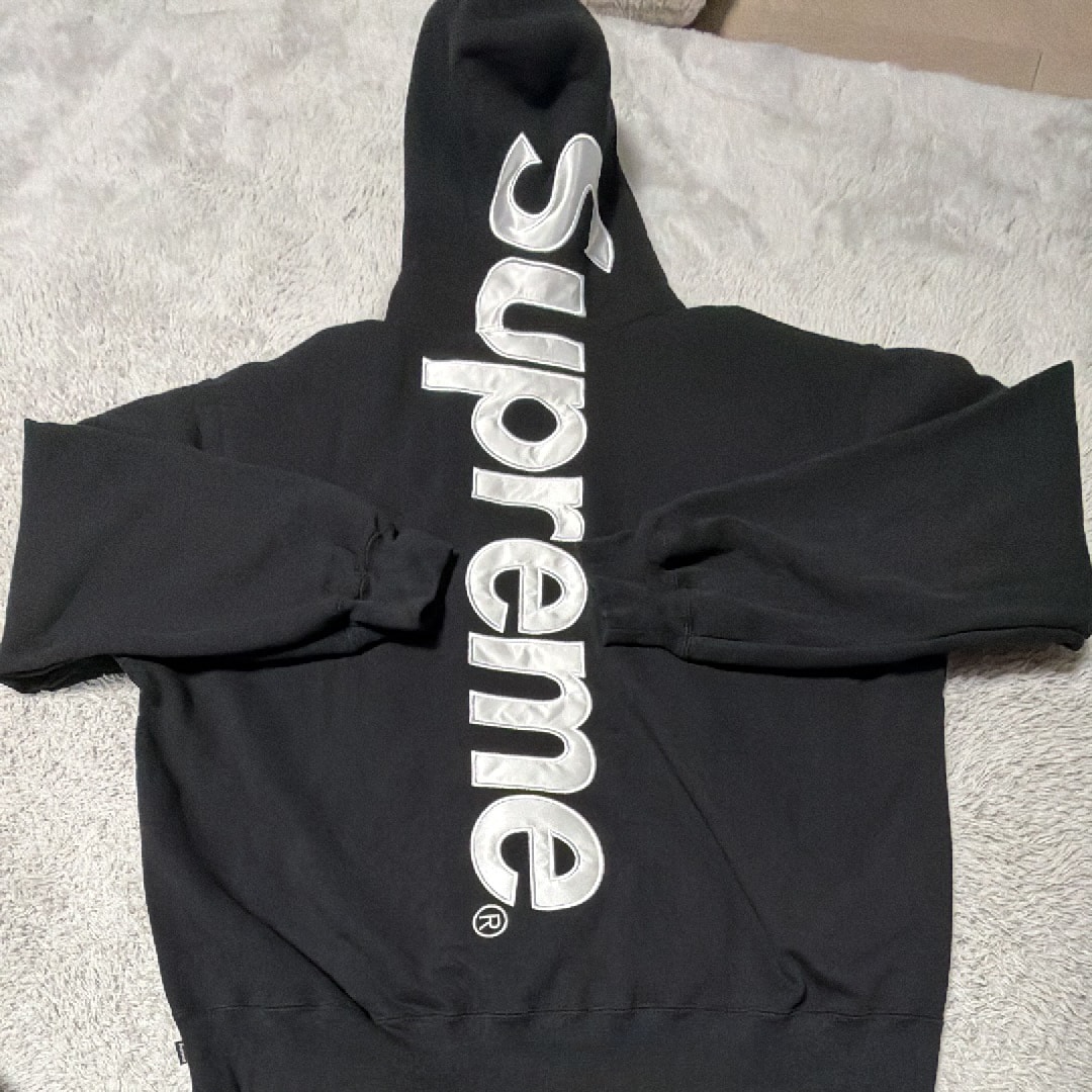 Supreme Satin Applique Hooded Sweatshirt (26SS) "Black"