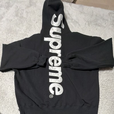 Supreme Satin Applique Hooded Sweatshirt (26SS) "Black"