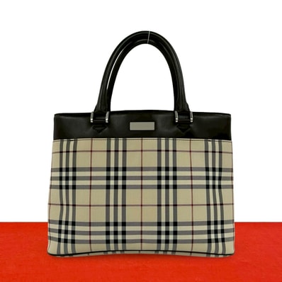 BURBERRY バーバリー ノバチェック 柄 ロゴ 金具 キャンバス レザー ハンドバッグ ブラウン
29420