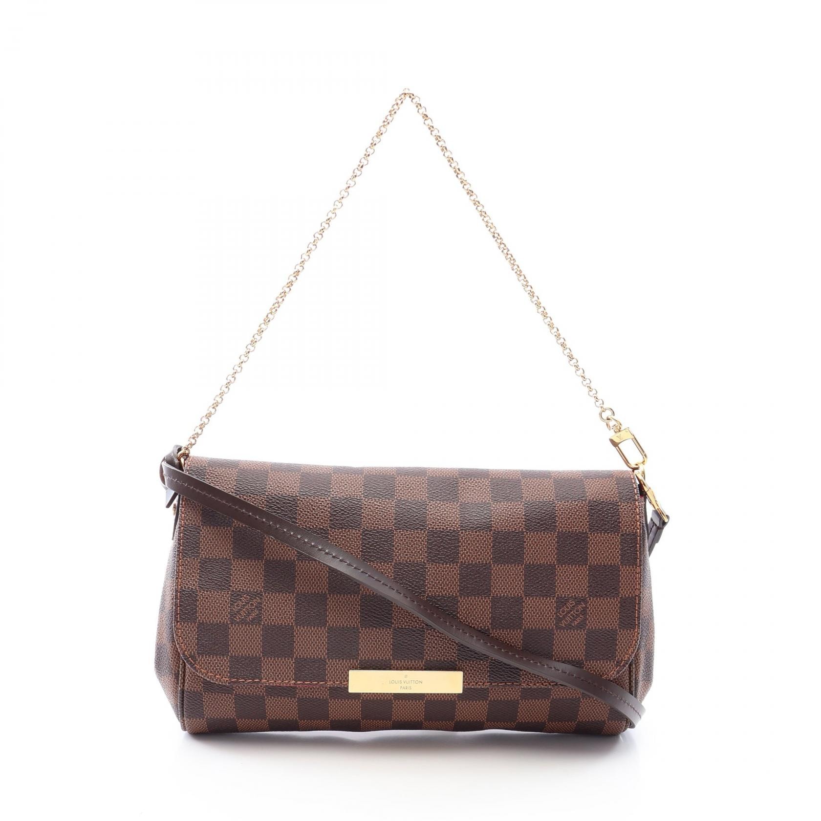 ルイ・ヴィトン LOUIS VUITTON フェイボリットMM ハンドバッグ バッグ PVCコーティングキャンバス レザー ダミエ エベヌ レディース ブラウン系 N41129 【中古】
