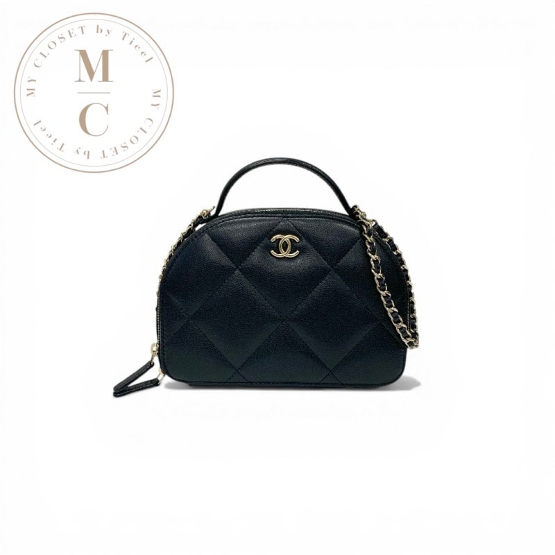 シャネル CHANEL バッグ ショルダーバッグ ブラック ゴールド トップハンドル ミニバッグ ココマーク マトラッセ チェーン