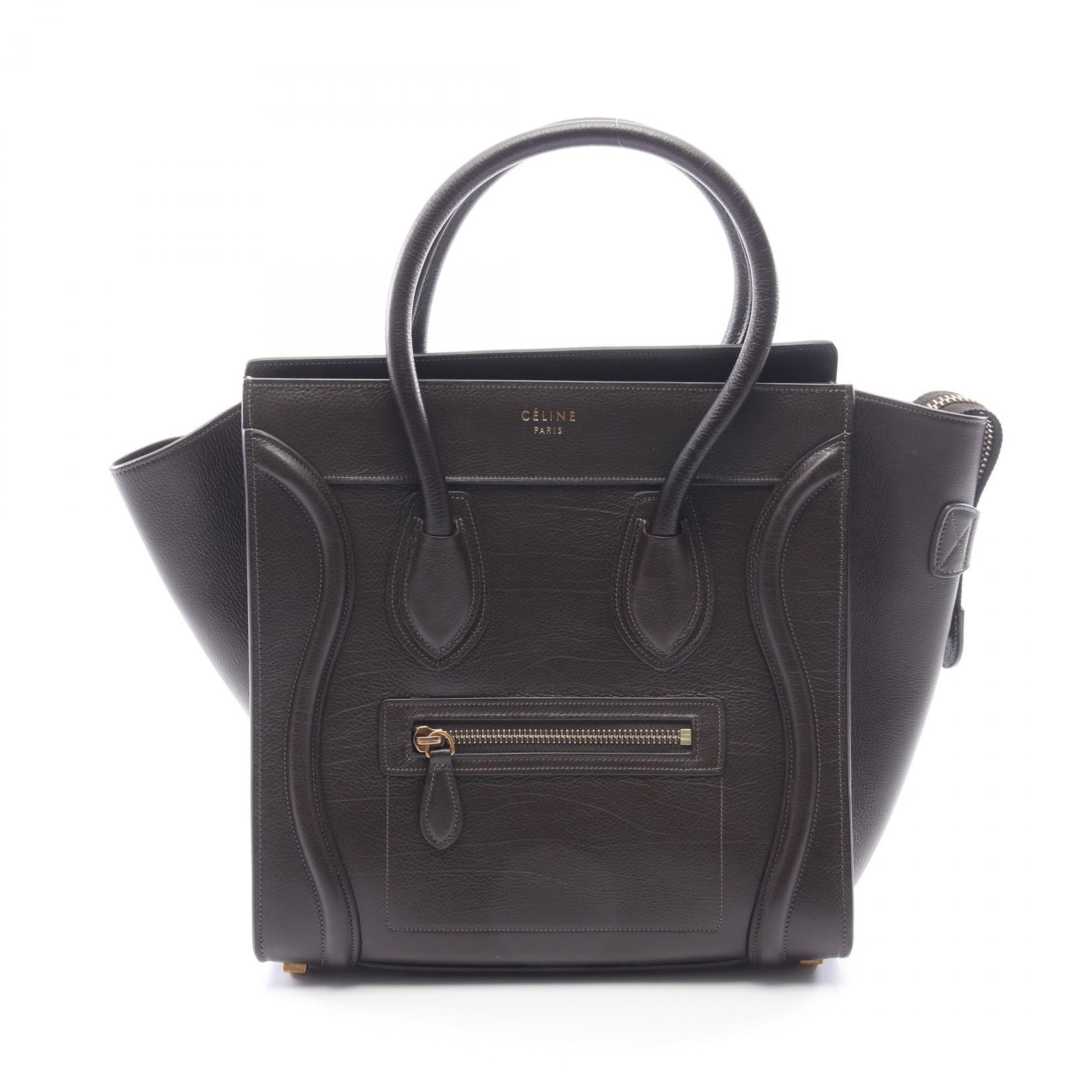 セリーヌ CELINE ラゲージ マイクロショッパー トートバッグ バッグ レザー レディース ブラウン系 【中古】