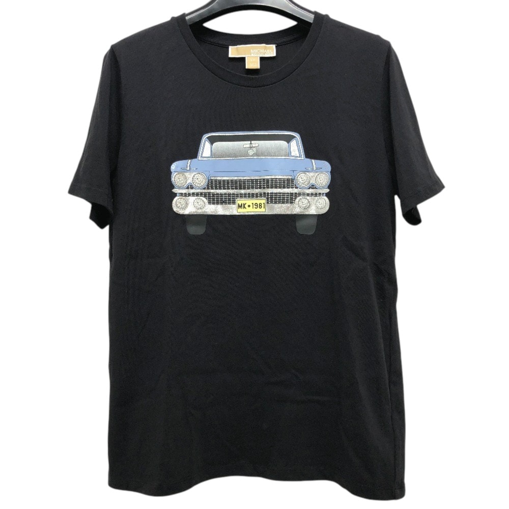 マイケルコース Michael Kors カー アパレル クルーネック トップス 車 ラインストーン 半袖Tシャツ コットン ブラック