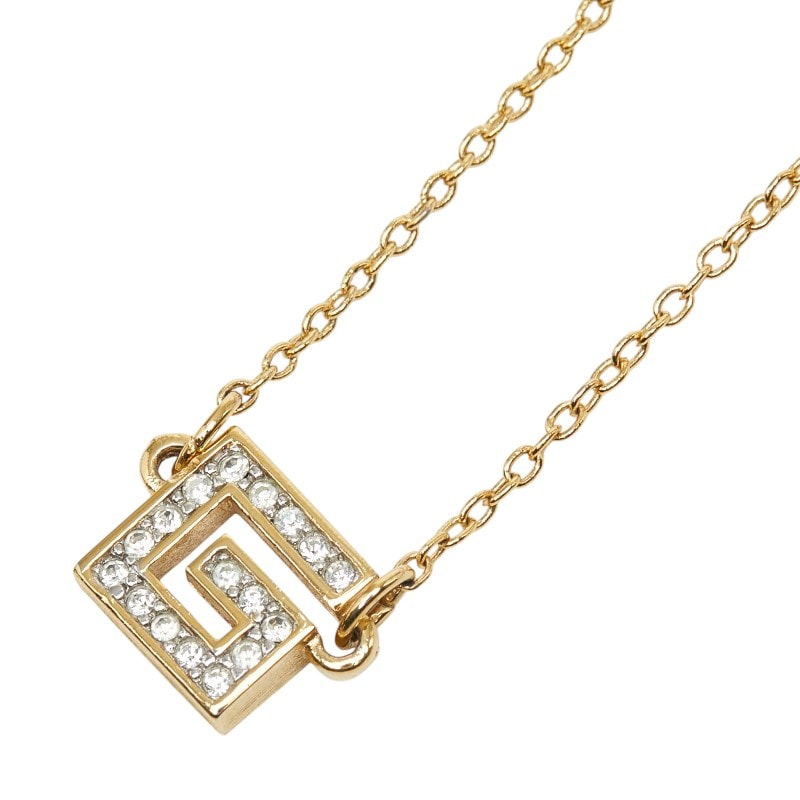 ジバンシー Gロゴ チェーン ペンダント ネックレス ゴールド メッキ ラインストーン レディース Givenchy 【中古】