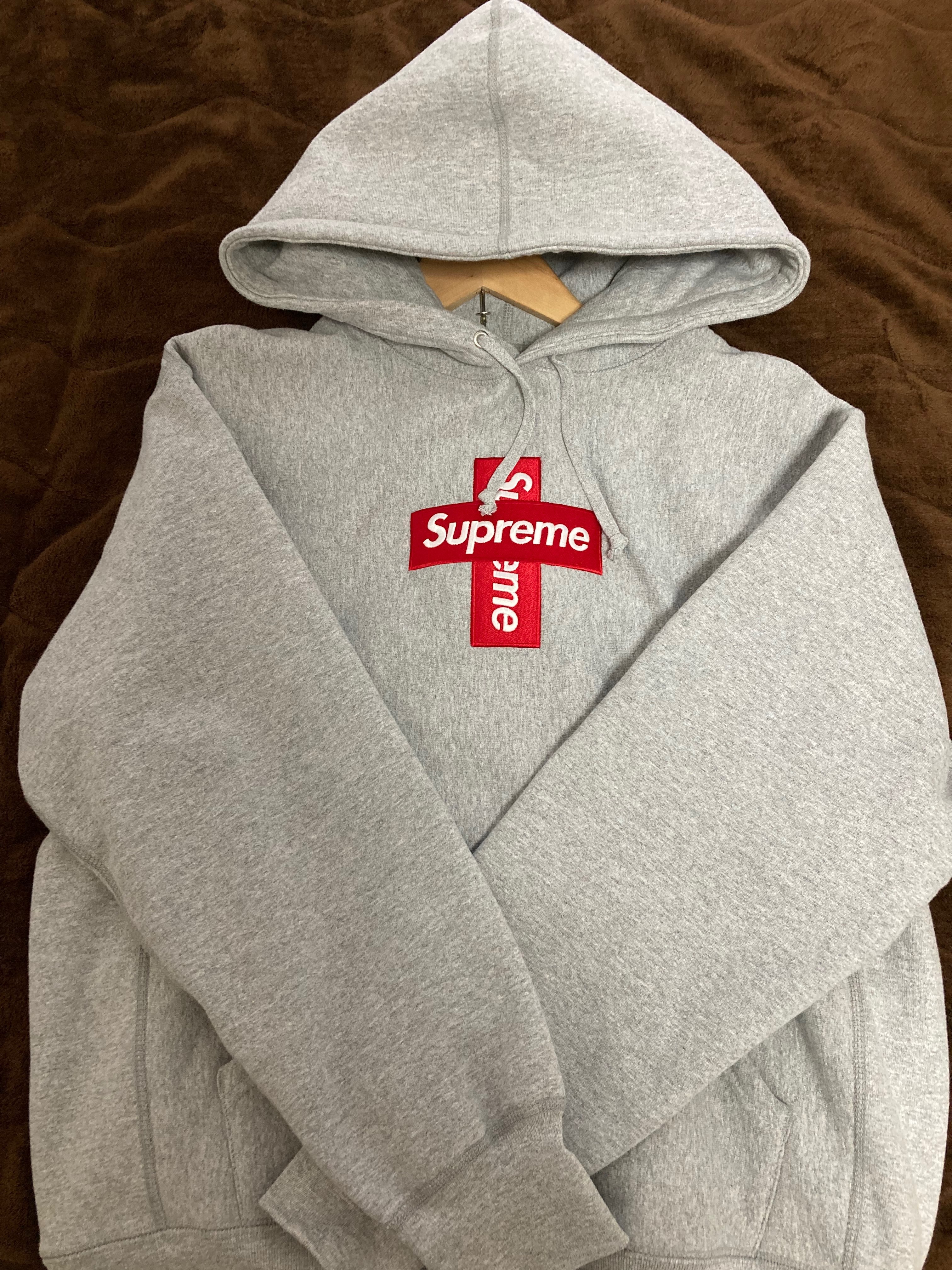 Supreme Cross Box Logo Hooded Sweatshirt "Grey"
