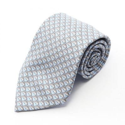 エルメス HERMES ネクタイ 衣料品 シルク シルク メンズ ブルー系 / グレー系 【中古】