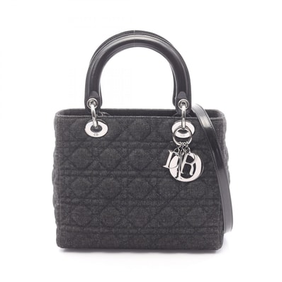 ディオール Dior LADY DIOR レディディオール カナージュ 2WAY ハンドバッグ バッグ デニム レザー レディース ブラック系 【中古】