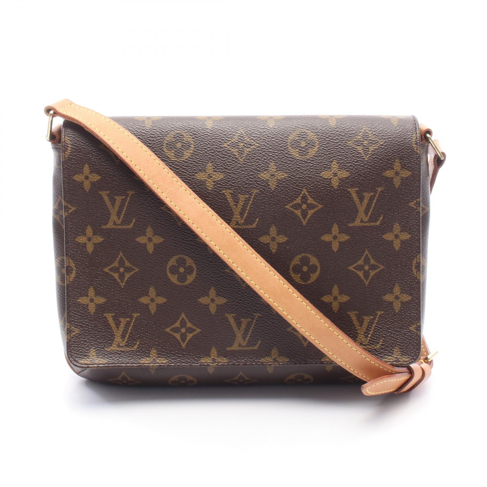 ルイ・ヴィトン LOUIS VUITTON ミュゼットタンゴ ロングストラップ モノグラム ショルダーバッグ バッグ PVCコーティングキャンバス レザー レディース ブラウン系 M51388 【中古】