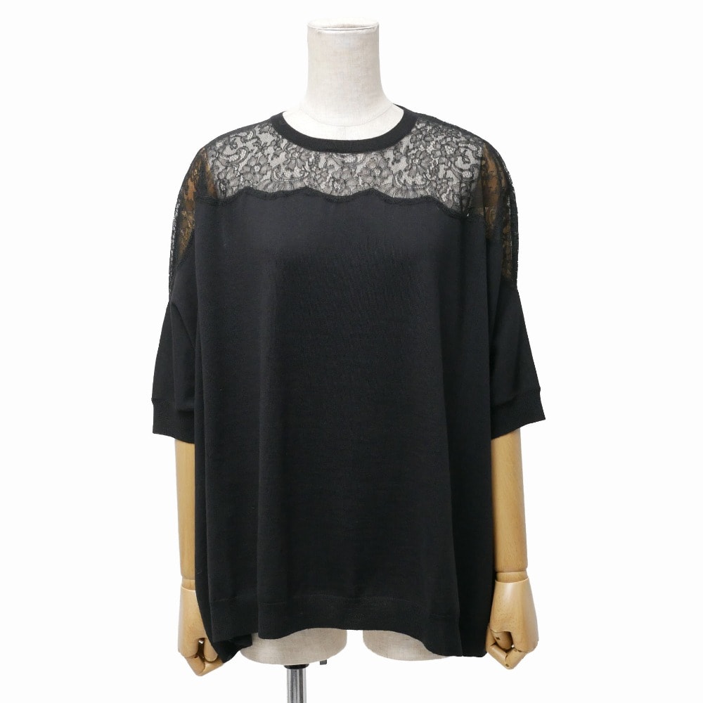 ■美品■VALENTINO ヴァレンティノ ニット サイズXS レース ドルマンスリーブ 半袖 イタリア製 ブランド古着【中古】20260204/RA7604