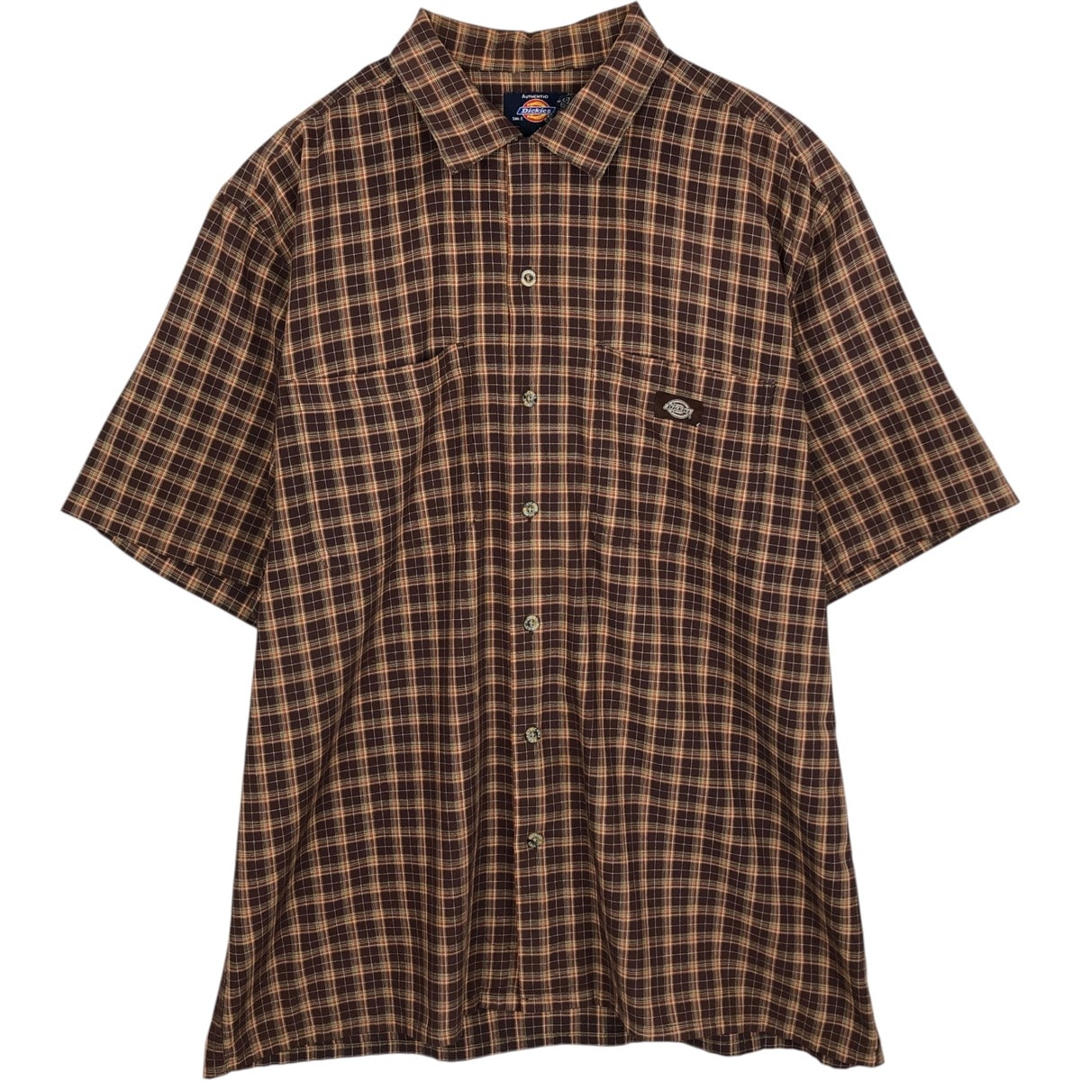 古着 ディッキーズ Dickies チェック柄 半袖 ワークシャツ ボックスシャツ メンズL相当/eaa632736