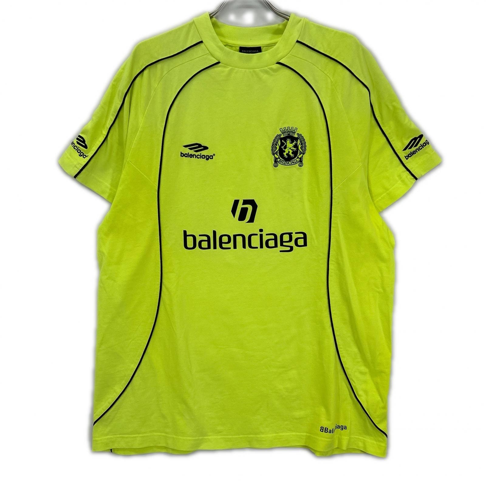 バレンシアガ 23年 777705 イエロー PARIS SOCCER Tシャツ L