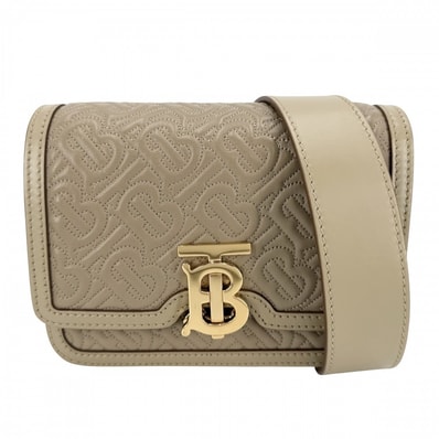 BURBERRY バーバリー ボディバッグ TBロゴ モノグラム ウエストバッグ 肩掛け 斜め掛け レザー ベージュ ゴールド金具 レディース【中古品】