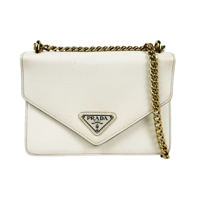 プラダ PRADA ショルダーバッグ レザー ホワイト レディース【中古】 z11288