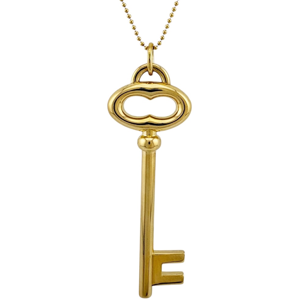 Tiffany & Co. 18K 옐로우 골드 타원형 키 목걸이 여성용 중고
