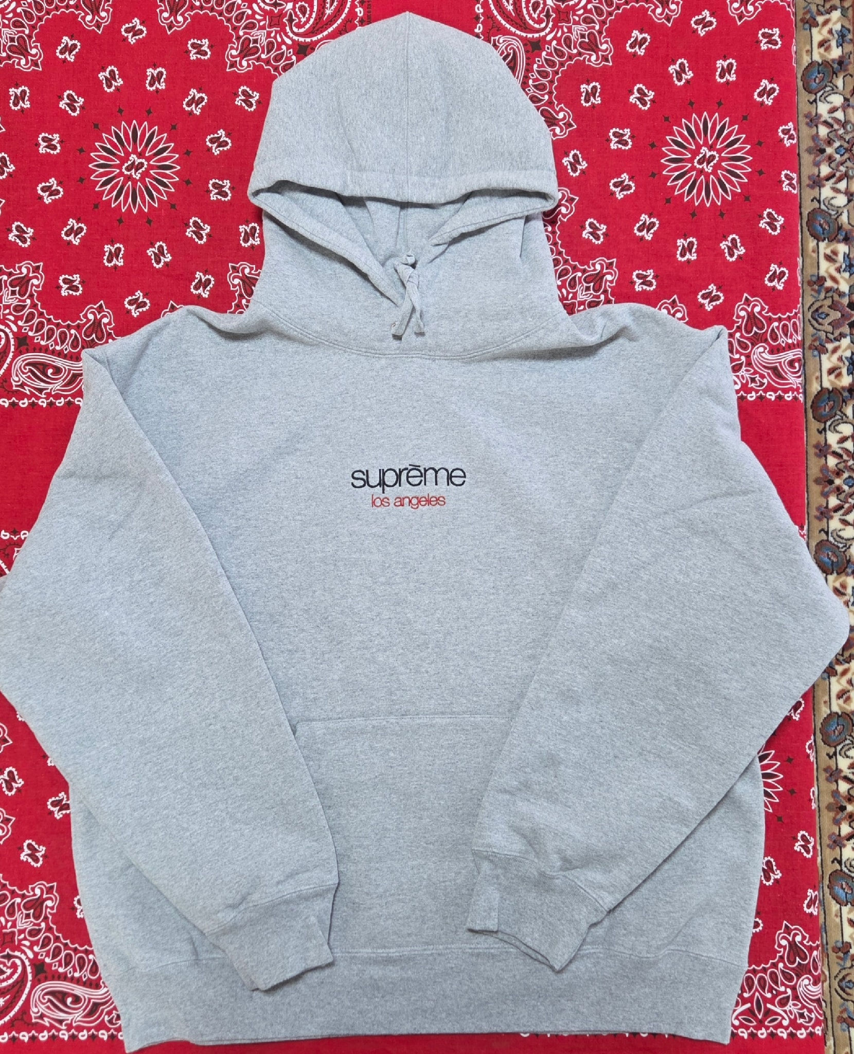Supreme Classic Logo Shop Hooded Sweatshirt (Los Angels) "Heather Grey"