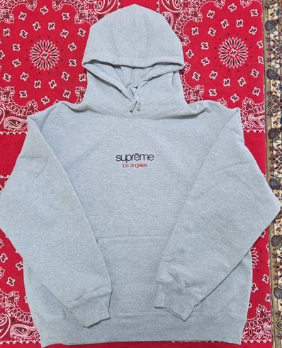 Supreme Classic Logo Shop Hooded Sweatshirt (Los Angels) "Heather Grey"