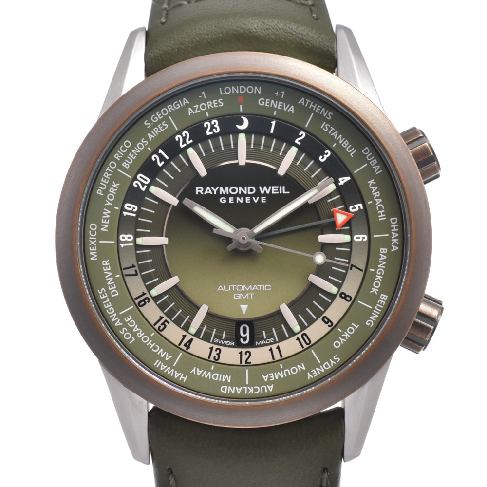 レイモンドウィル RAYMOND WEIL 2765-SBC-52001 フリーランサー グリーン 自動巻き メンズ 美品 箱・保証書付き 腕時計 L#150775