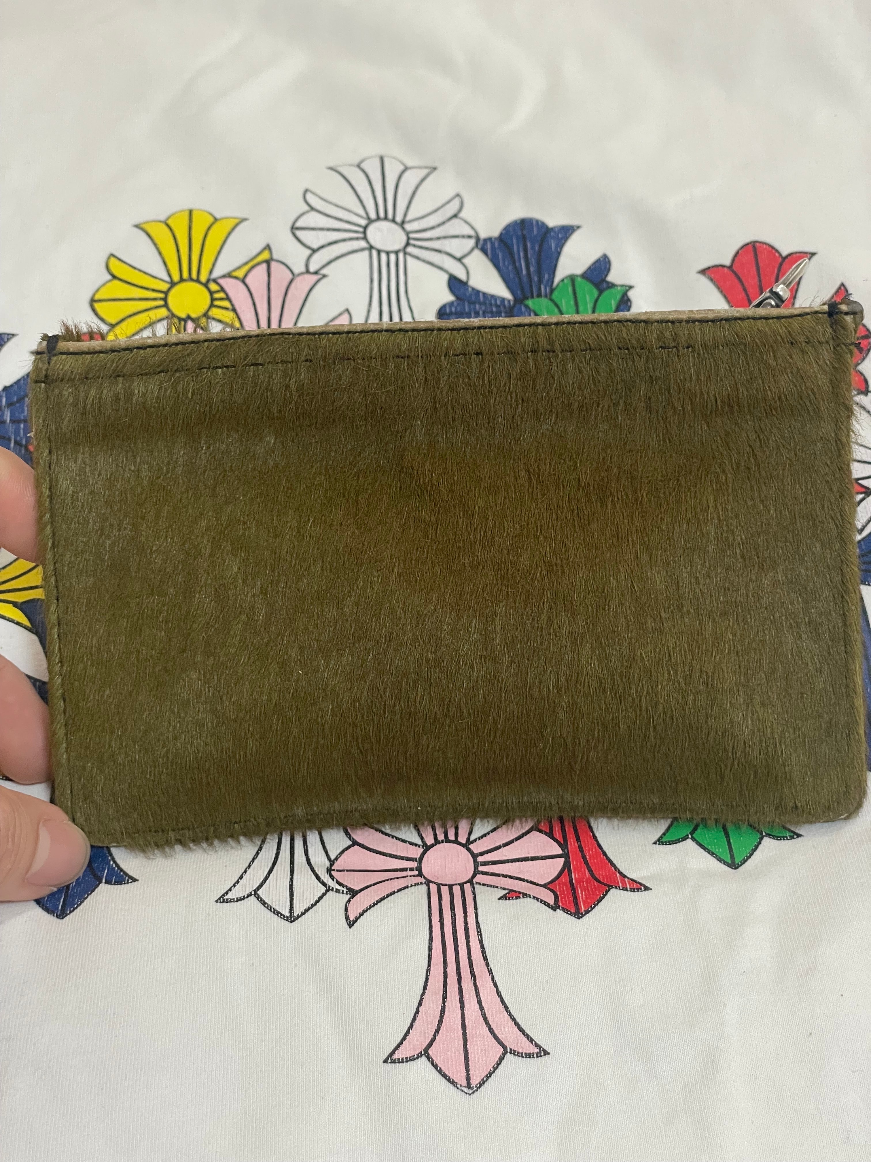 Chrome Hearts Dagger Zip Unborn Calf Leather Coin Case "Moss Green"