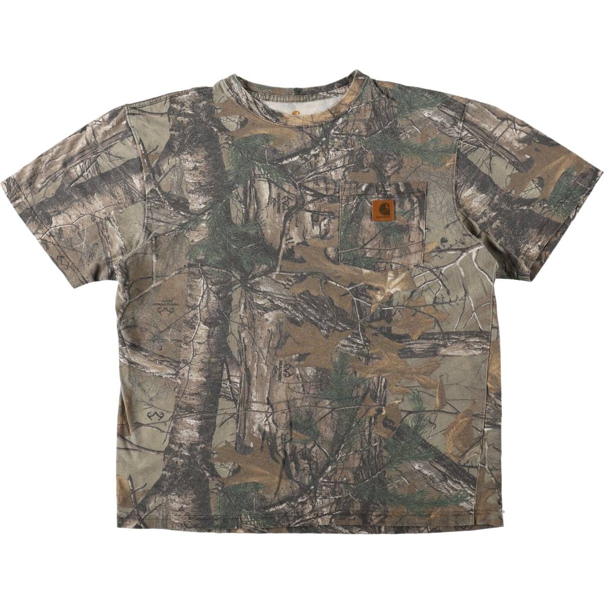 古着 カーハート Carhartt ORIGINAL FIT 迷彩柄 半袖 ワンポイントロゴポケットTシャツ メンズM相当/eaa672075
