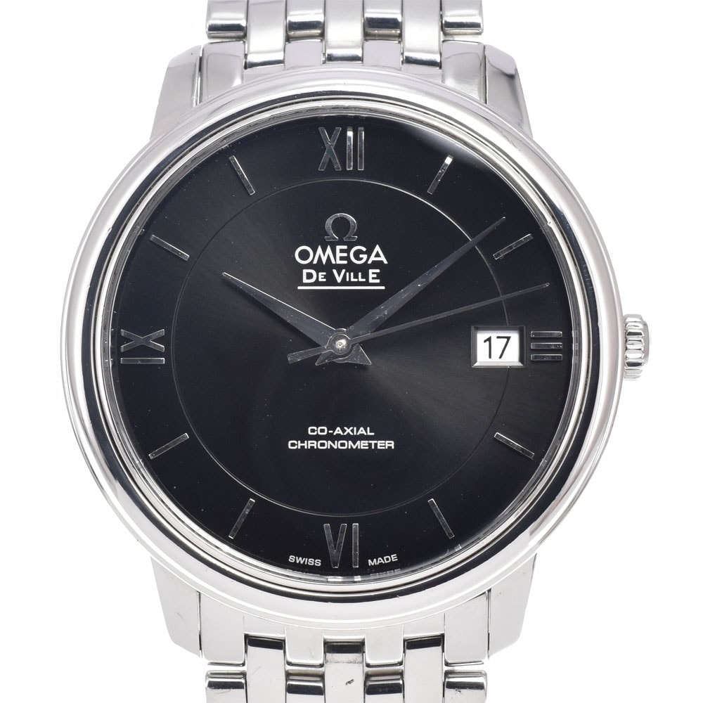 オメガ OMEGA 424.10.37.20.01.001 デビル デイト CO-AXIAL ブラック 自動巻き メンズ 良品 保証書付き 腕時計 J#150064