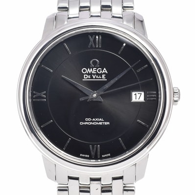 オメガ OMEGA 424.10.37.20.01.001 デビル デイト CO-AXIAL ブラック 自動巻き メンズ 良品 保証書付き 腕時計 J#150064