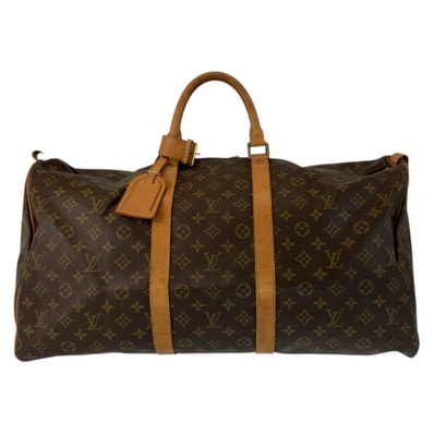 LOUIS VUITTON ルイヴィトン モノグラム キーポル55 ブラウン ゴールド金具 PVC レザー/ ボストンバッグ ハンドバッグ 601465 【中古】