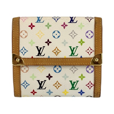 美品 LOUIS VUITTON ルイヴィトン マルチカラー ポルトモネビエカルトクレディ ブロン ホワイト ゴールド金具 PVC レザー/ 折財布 コンパクトウォレット 601376 【中古】