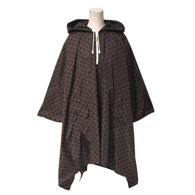 ■未使用品■CELINE セリーヌ ポンチョ サイズTU エディ期 トリオンフ 総柄 フーテッド ハーフジップ イタリア製 20251117/RA6677