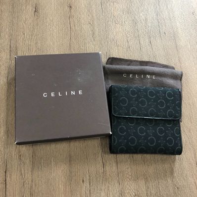 セリーヌ ジャガード 三つ折りコンパクト財布 ブラック