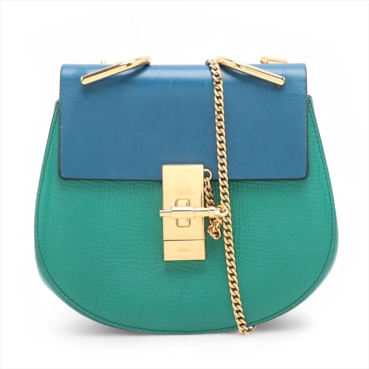 ■極美品 クロエドリュー チェーン グリーンショルダーバッグ レザー