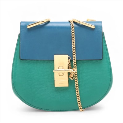 ■極美品 クロエドリュー チェーン グリーンショルダーバッグ レザー