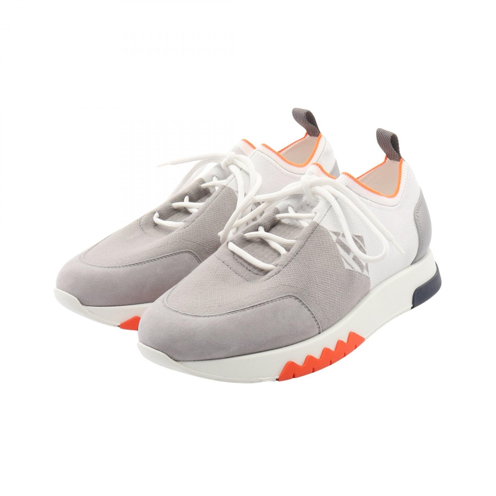 エルメス HERMES エクスプロイト スニーカー 靴 ファブリック ホワイト メンズ グレー系 / ホワイト系 / オレンジ系 【中古】