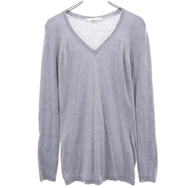 JOHN SMEDLEY ジョンスメドレー 英国製 長袖 Vネック セーター S グレー系 薄手 ニット