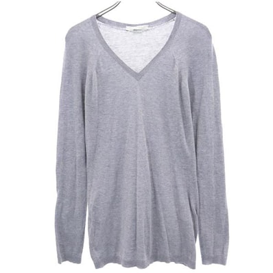 JOHN SMEDLEY ジョンスメドレー 英国製 長袖 Vネック セーター S グレー系 薄手 ニット