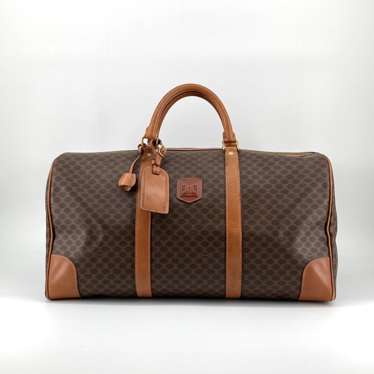 CELINE(セリーヌ) マカダム オールドセリーヌ ゴールド金具 ボストンバッグ ブラウン