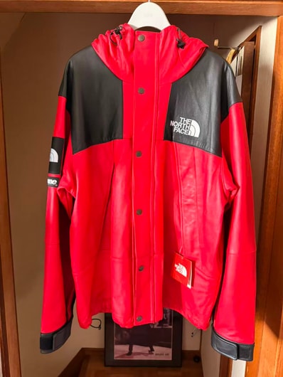 Supreme x The North Face Leather Mountain Parka "Red"