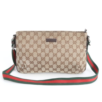 ■美品 グッチ GGキャンバス シェリー ライン189749