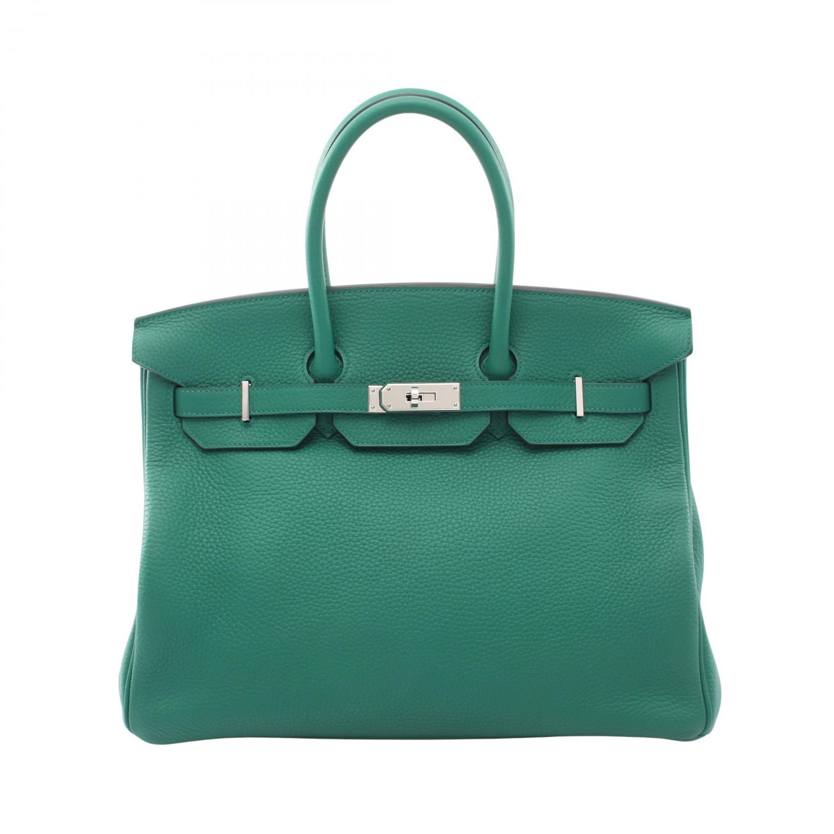 エルメス HERMES バーキン35 ヴェールヴェルティゴ ハンドバッグ バッグ レザー トリヨンクレマンス ヴェールヴェルティゴ C刻印(2018年製造) レディース グリーン系 【中古】