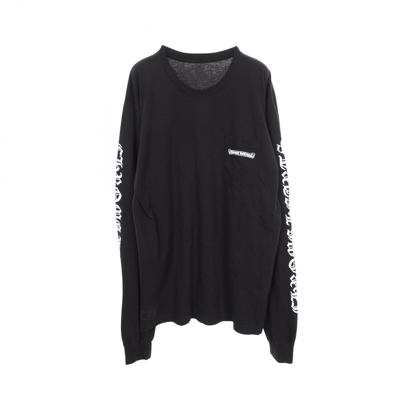 クロムハーツ CHROME HEARTS スクロールラベル 長袖Tシャツ 衣料品 トップス コットン メンズ ブラック系 【中古】