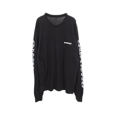クロムハーツ CHROME HEARTS スクロールラベル 長袖Tシャツ 衣料品 トップス コットン メンズ ブラック系 【中古】