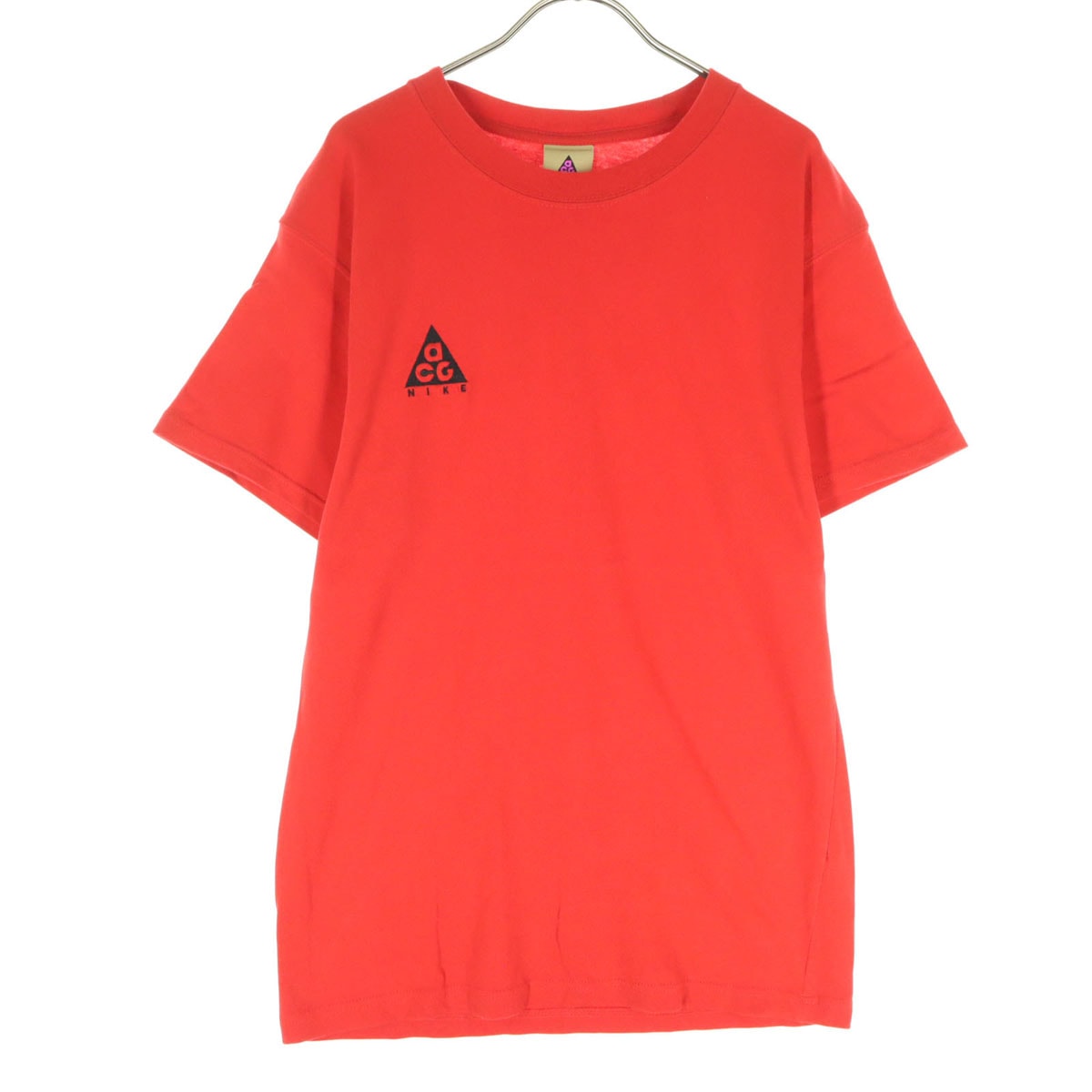 美品 NIKE ACG ナイキエーシージー コットン ワンポイントロゴ 半袖 Tシャツ S レッド