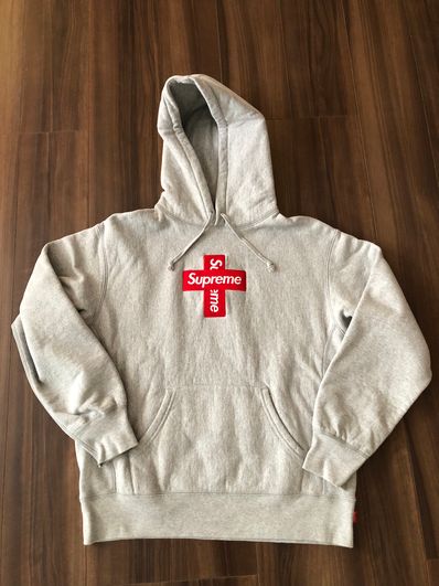 Supreme Cross Box Logo Hooded Sweatshirt "Grey"